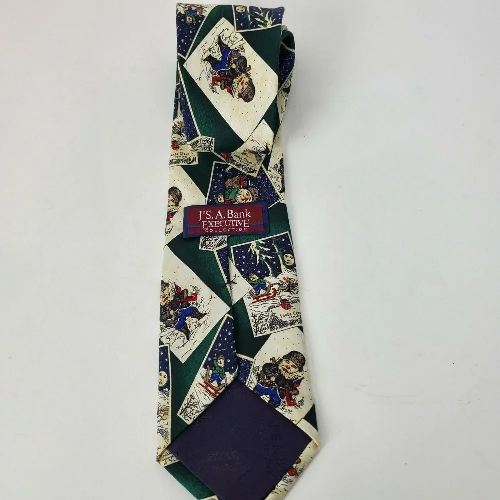 Jos A Bank‎ Executive Merry Christmas Santa Necktie Silk 3.5